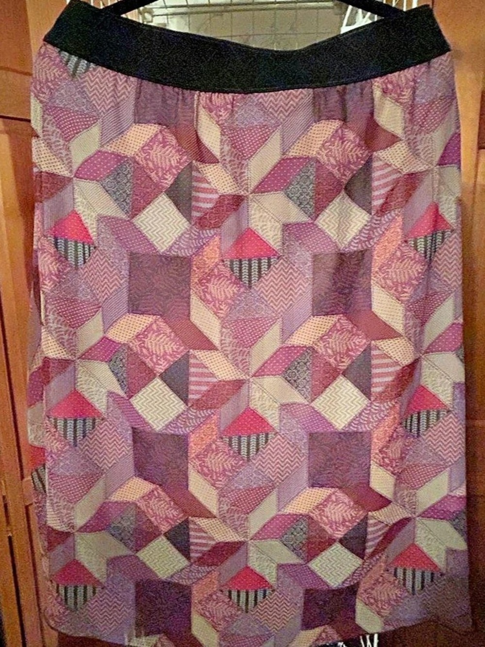 LuLaRoe Patchwork Print Lola Skirt Size Large NWT Cottage Core Whimsical